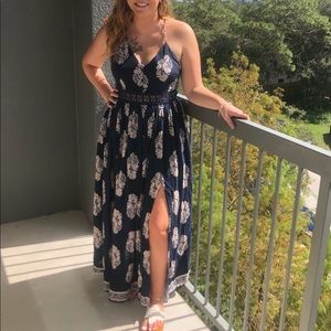 Slit Maxi Dress with crochet in middle